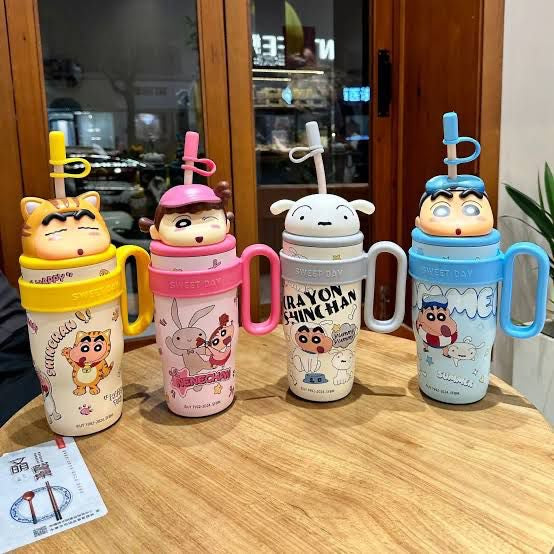 Shinchan Cartoon Insulated Tumbler | Cute Straw Bottle for Kids & Fans
