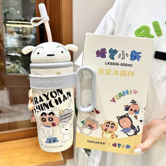 Shinchan Cartoon Insulated Tumbler | Cute Straw Bottle for Kids & Fans