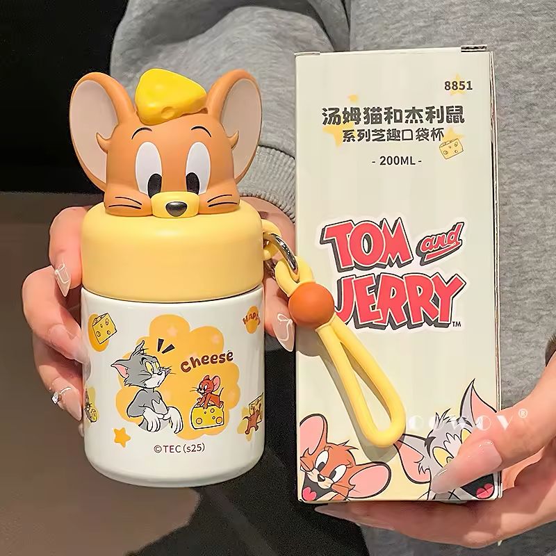 Tom & jERRY 3D Multi-Use Tumbler & Food Jar – 200ML Insulated Kids Sipper with Handle