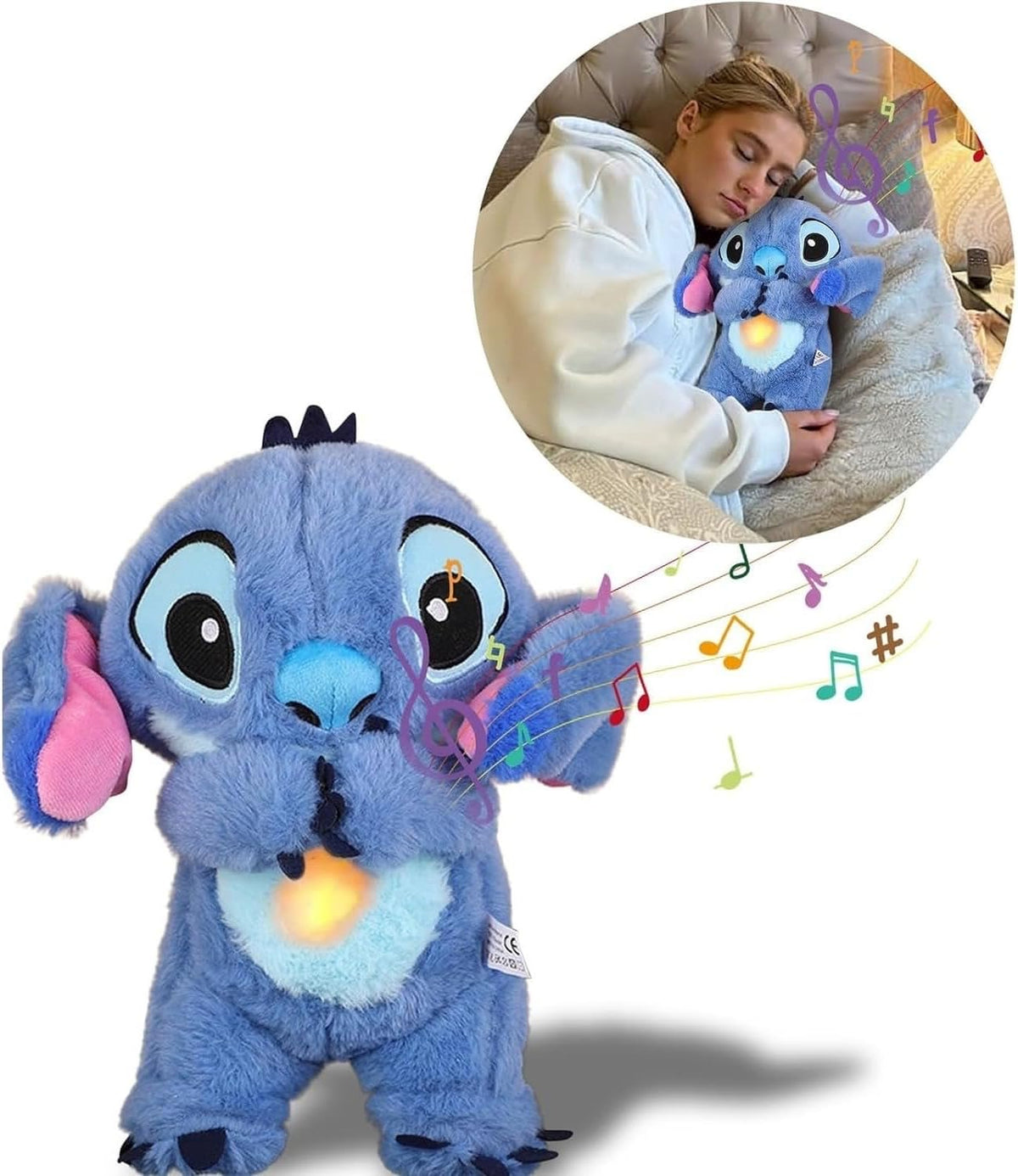 Stitch Breathing Plush Toy with Music & Lights – Calming Sleep Buddy