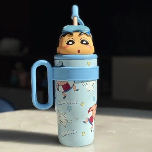 Shinchan Cartoon Insulated Tumbler | Cute Straw Bottle for Kids & Fans
