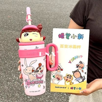 Shinchan Cartoon Insulated Tumbler | Cute Straw Bottle for Kids & Fans