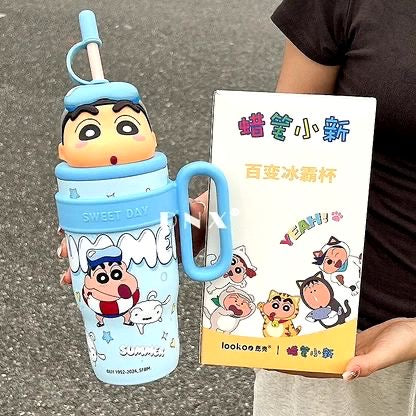 Shinchan Cartoon Insulated Tumbler | Cute Straw Bottle for Kids & Fans