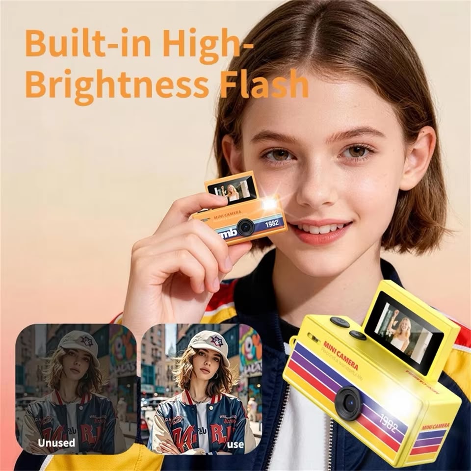 Thumb Flip Mini Camera – Retro Digital Camera with Flip Screen | Random Assorted Colours