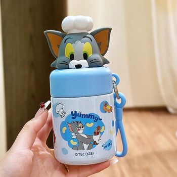 Tom & jERRY 3D Multi-Use Tumbler & Food Jar – 200ML Insulated Kids Sipper with Handle