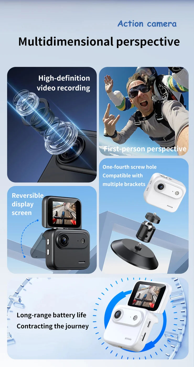 Orange VlogCam Mini Flip-Screen Action Camera with 8gm memory card