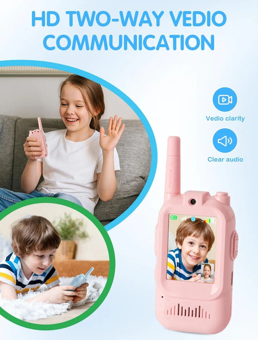 Kids Video Calling Walkie Talkie Toy – Pink & Blue | Rechargeable Two-Way Video Talkie