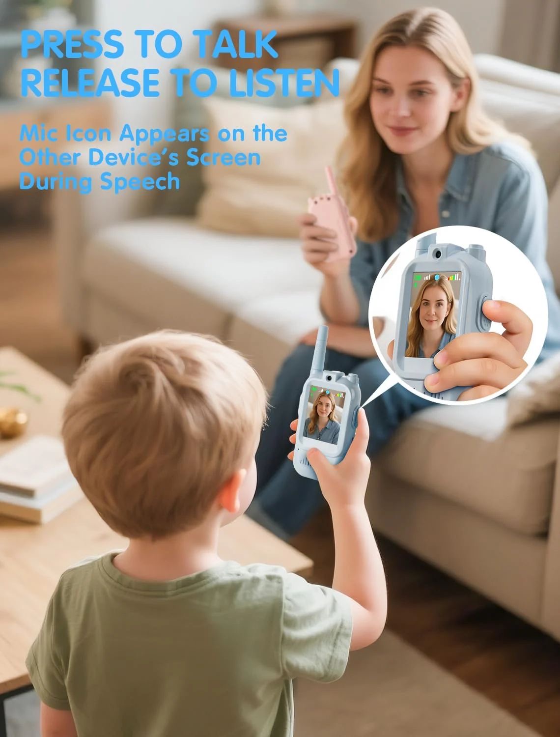 Kids Video Calling Walkie Talkie Toy – Pink & Blue | Rechargeable Two-Way Video Talkie