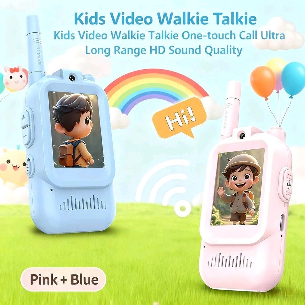 Kids Video Calling Walkie Talkie Toy – Pink & Blue | Rechargeable Two-Way Video Talkie