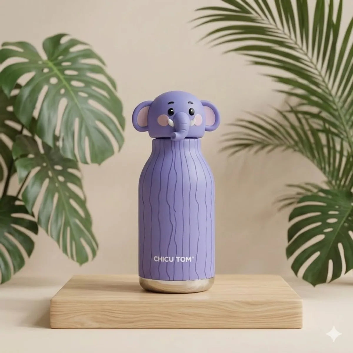 Kids Animal Stainless Steel Insulated Water Bottle with Straw & Cleaning Brush - 480ml